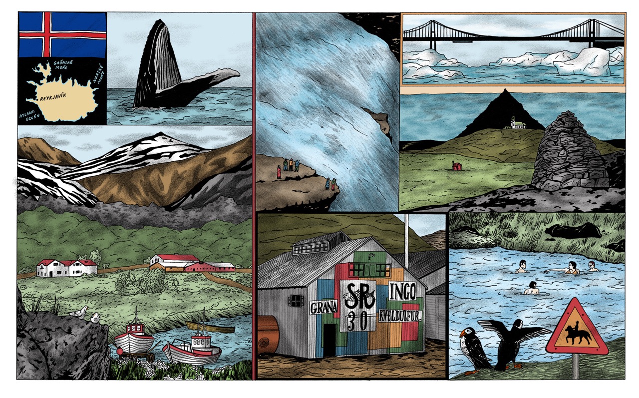 ilustrace autorské knihy Atlas světa (LUX) a pro vizuální identitu festivalu LUSTR 2024