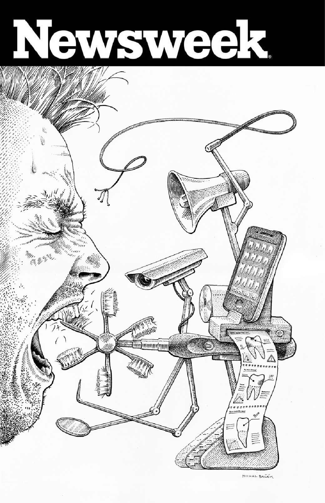 illustrations for Newsweek magazine and for the ŽIVA and C3PO bowls (Křehký)