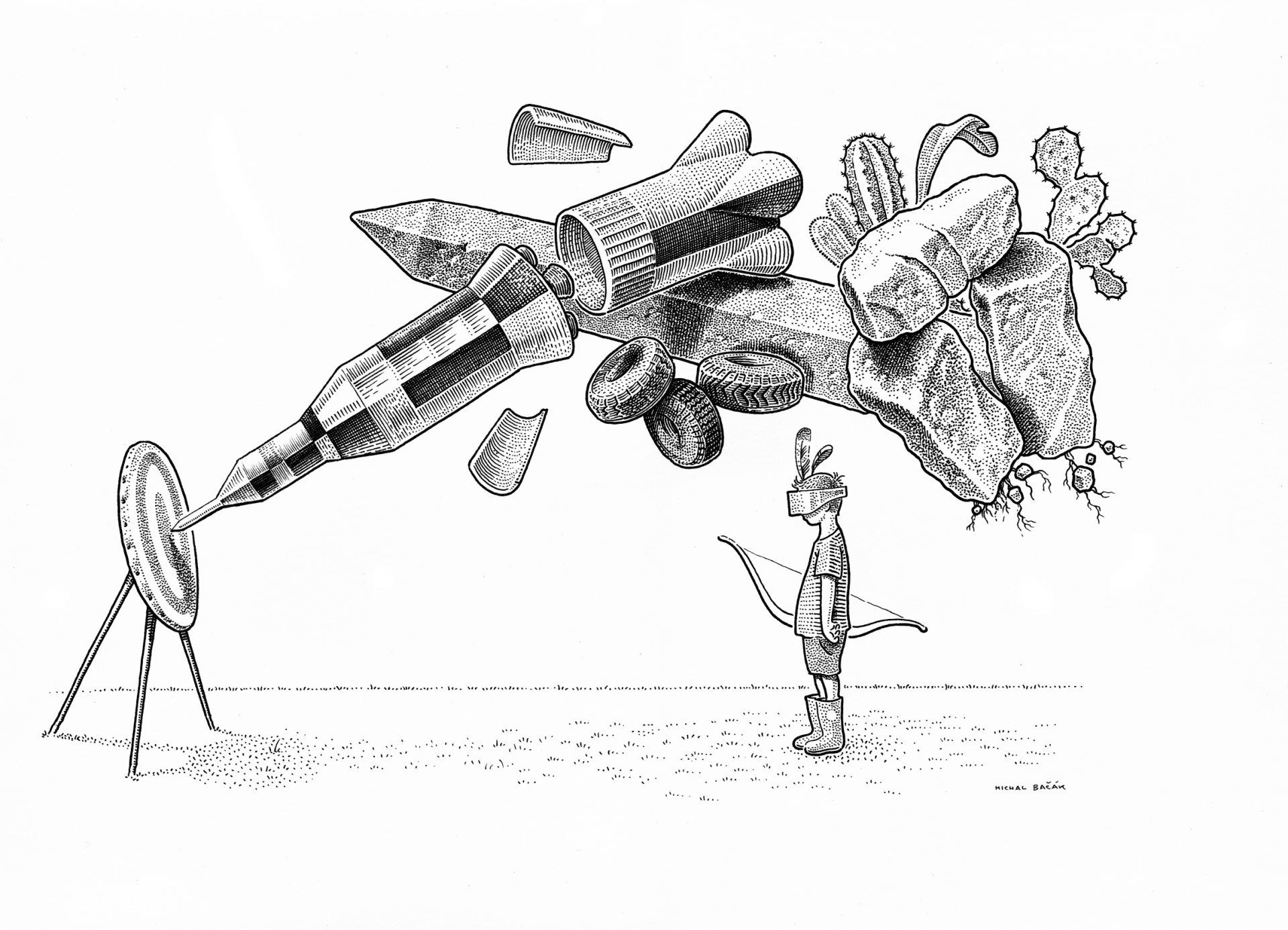 illustrations for Newsweek magazine and for the ŽIVA and C3PO bowls (Křehký)