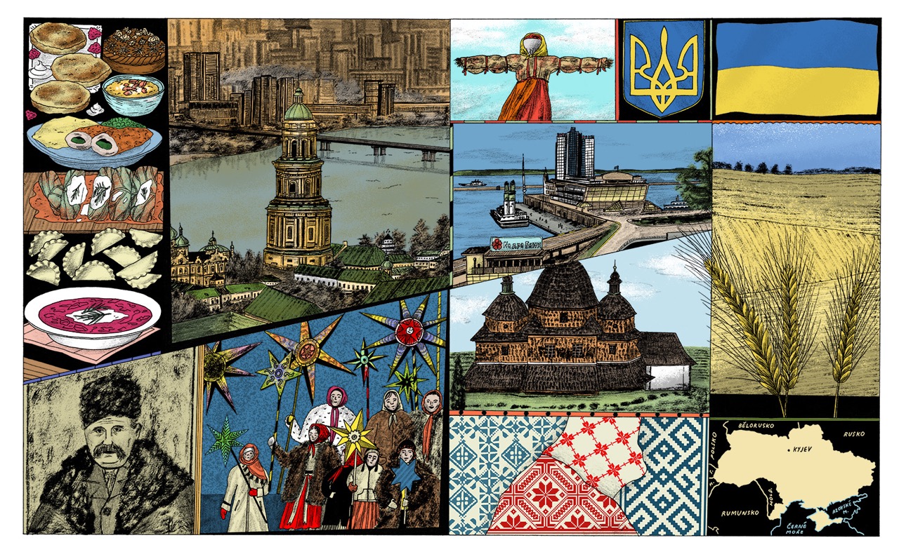 ilustrace autorské knihy Atlas světa (LUX) a pro vizuální identitu festivalu LUSTR 2024