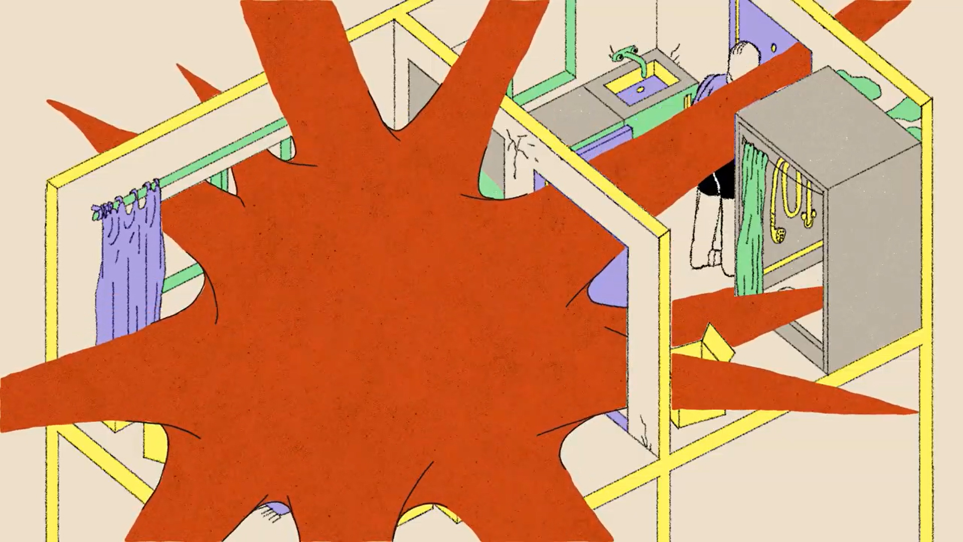 ilustrace autorského komiksu Kámen Osudu (UMPRUM) a ilustrace pro projekt The Architecture of Sharing: From Crisis to Resilience (UMPRUM, spolupráce: Hanna Palamarchuk)