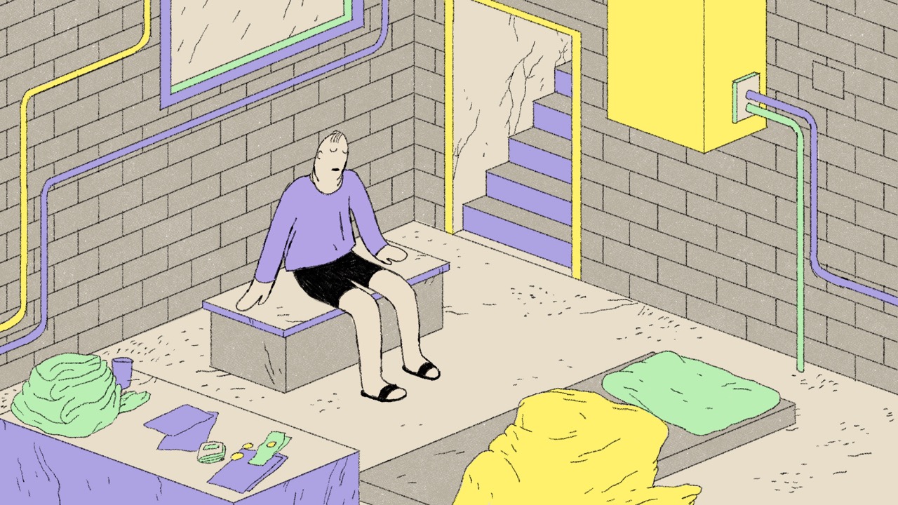 ilustrace autorského komiksu Kámen Osudu (UMPRUM) a ilustrace pro projekt The Architecture of Sharing: From Crisis to Resilience (UMPRUM, spolupráce: Hanna Palamarchuk)