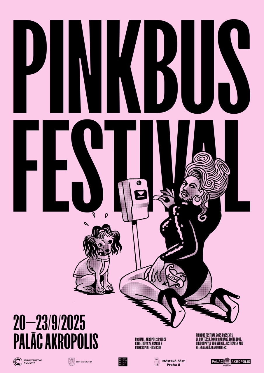 ilustrace pro vizuální identitu festivalu Divadelní Flora 2025 a platformu PiNKBUS