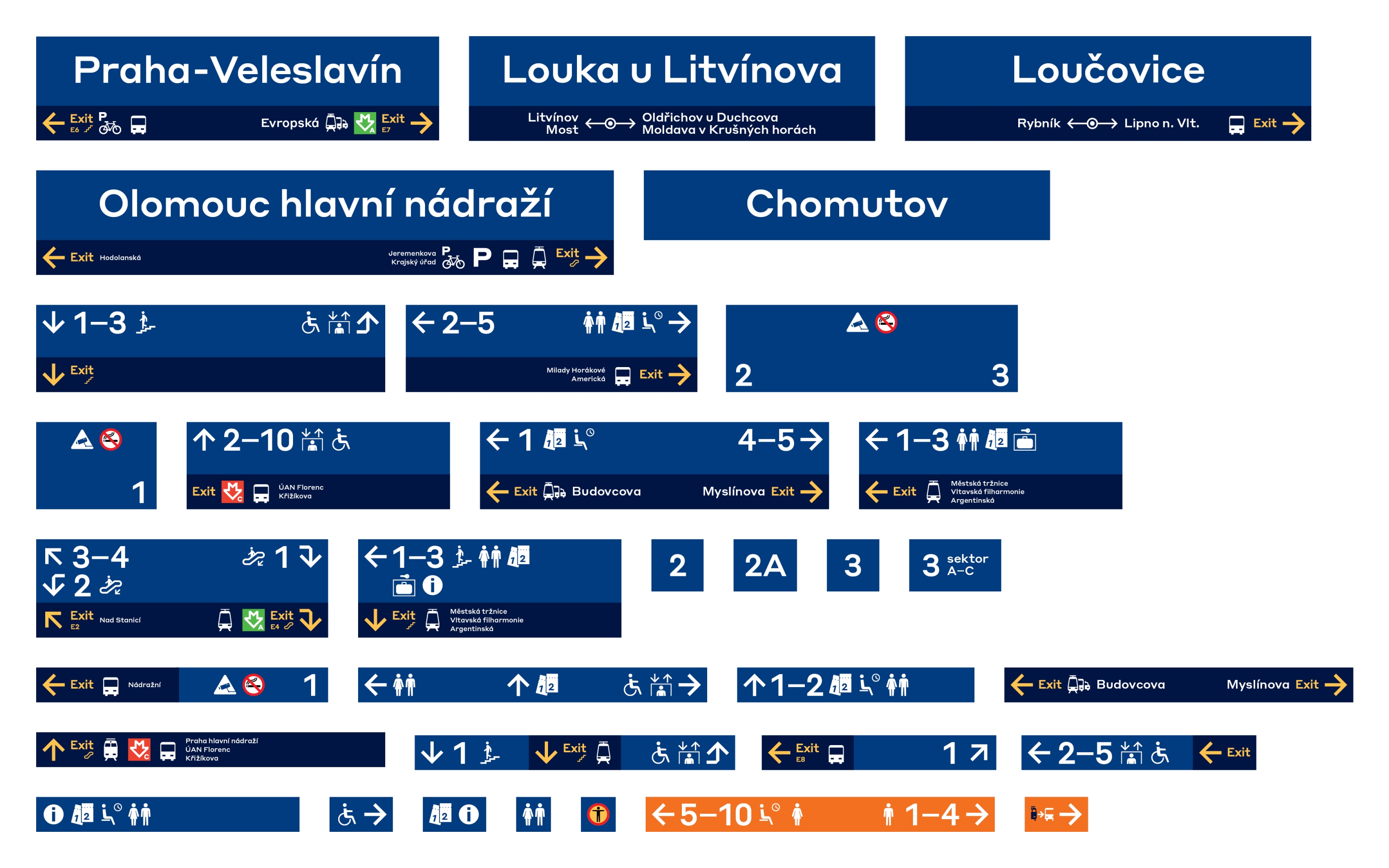 vizuální identita pro Pražský hrad a Orientační a informační systém Správy železnic
