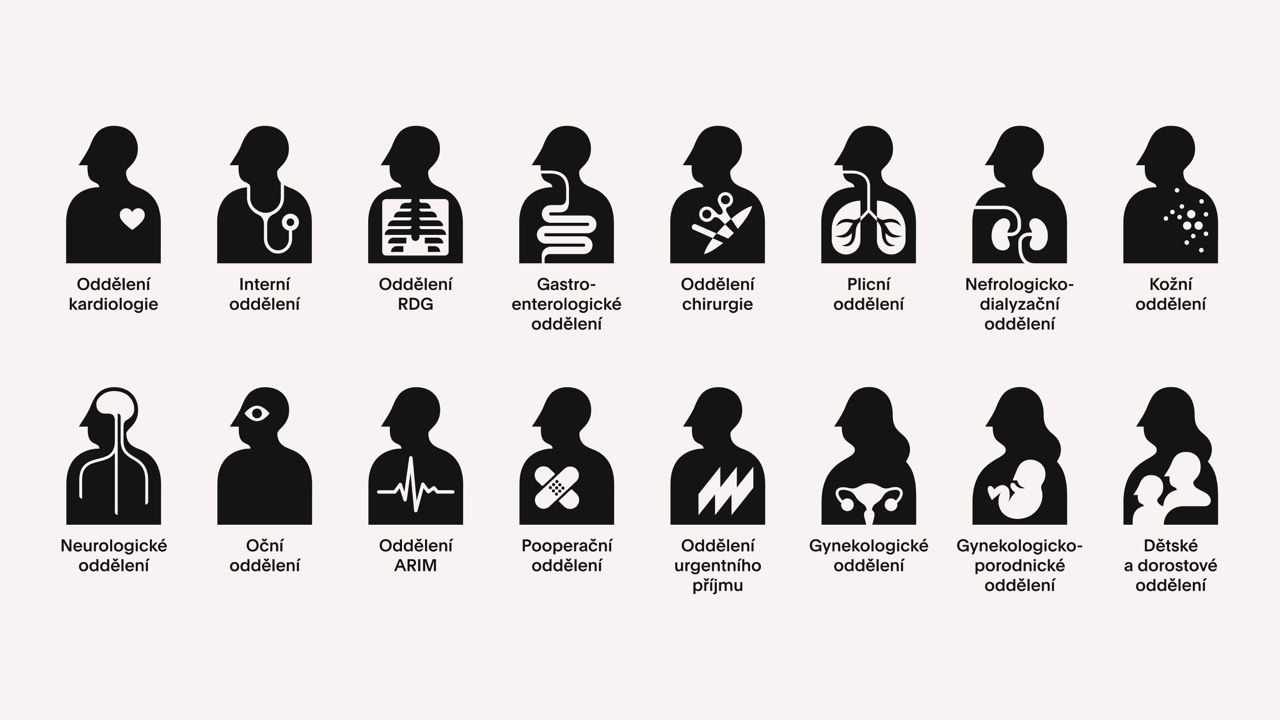 orientation system and color concept for the interiors of Děčín Hospital