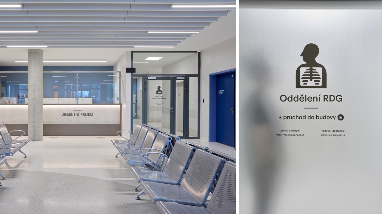 orientation system and color concept for the interiors of Děčín Hospital