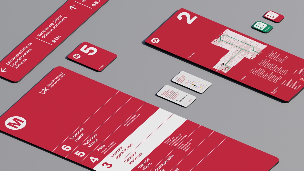 orientation system and color concept for the interiors of Děčín Hospital