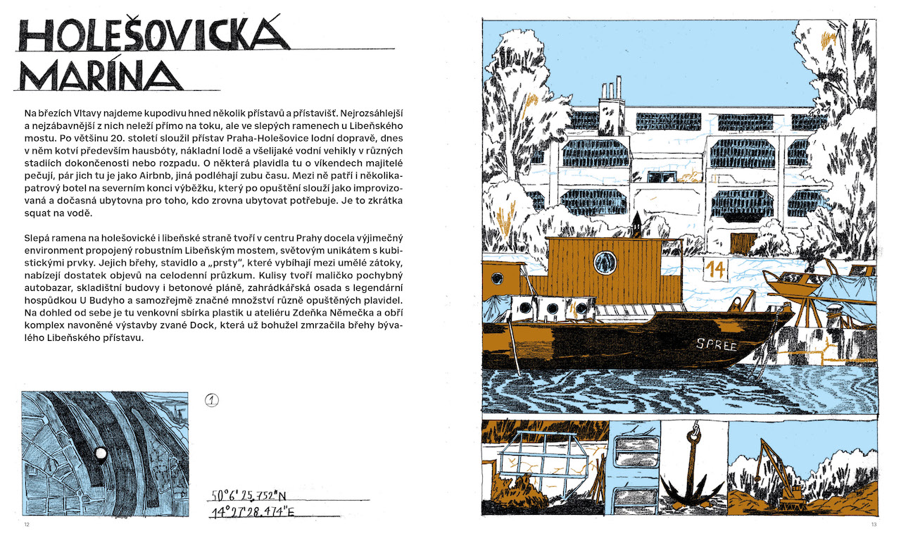 ilustrace autorské knihy Periferní průvodce Prahou (Labyrint)