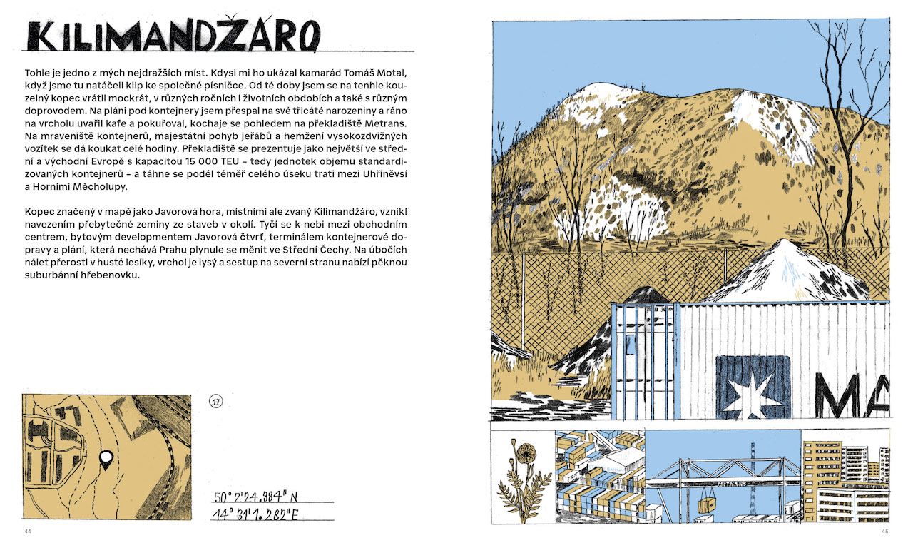 ilustrace autorské knihy Periferní průvodce Prahou (Labyrint)