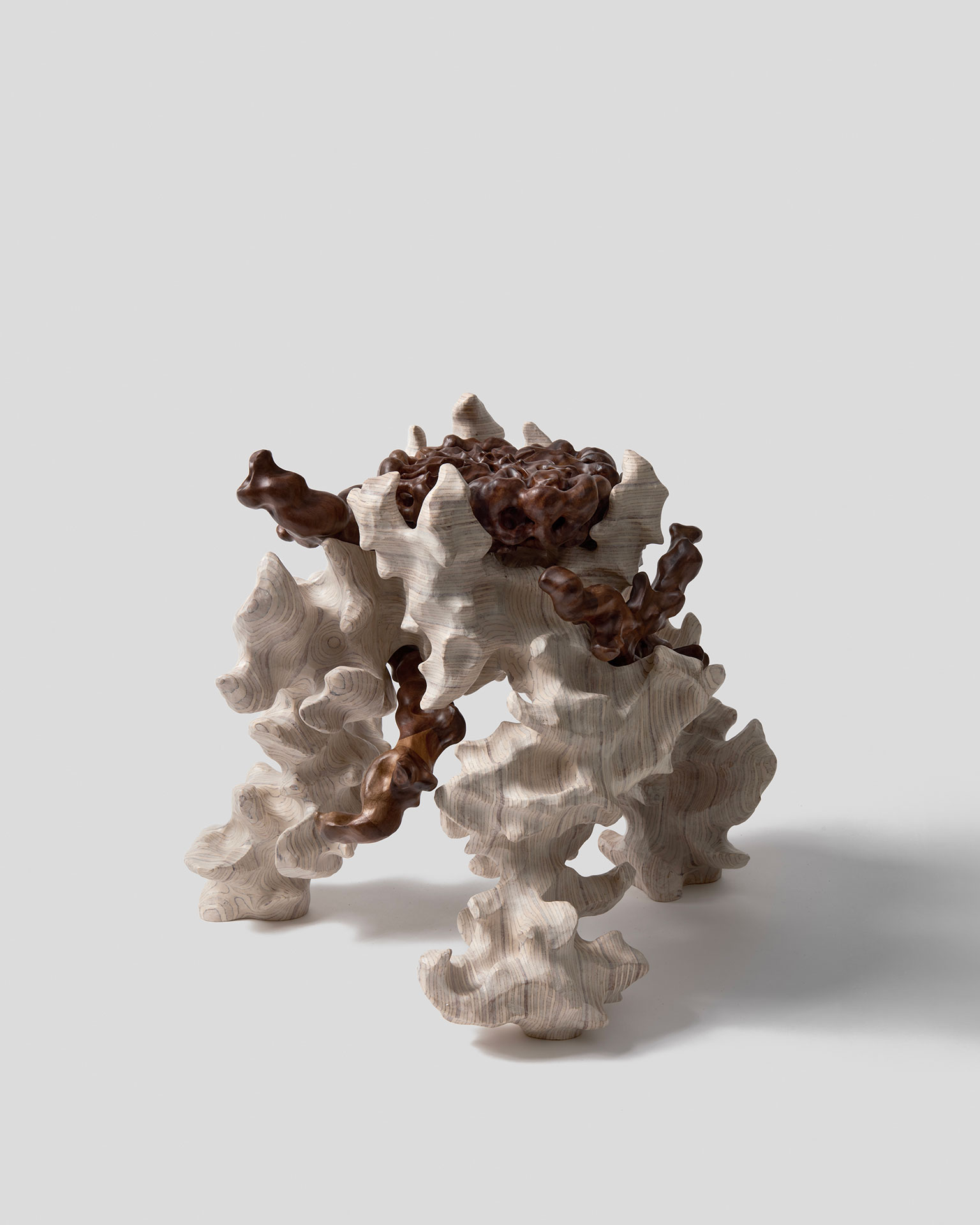svítidlo Abiogenesis (Designblok Cosmos), objekty pro výstavu The Bloom of Bones (Galerie Kuzebauch) a Thistle Stool