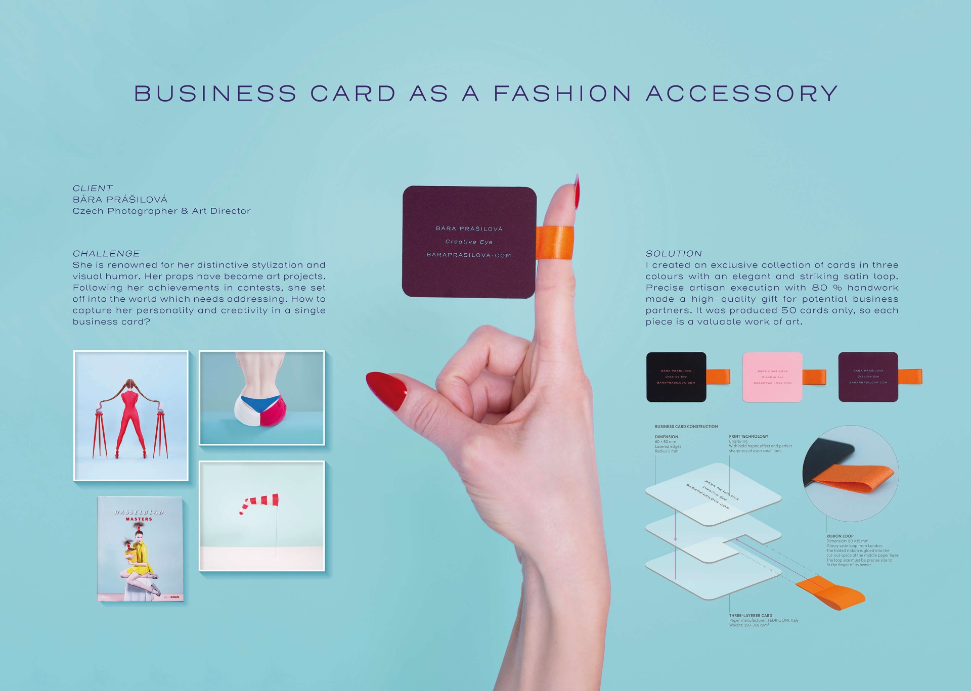 graphic editorials for Deník N and Hospodářské noviny, business card for Bára Prášilová