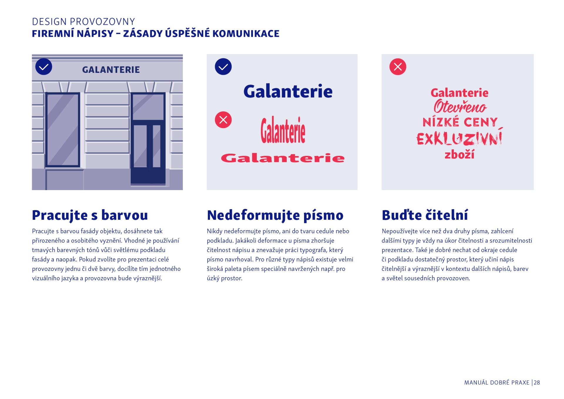 visual identity and concept for the Manuál dobré praxe reklamy a označování provozoven v městské části Brno-Střed (Brno City)
