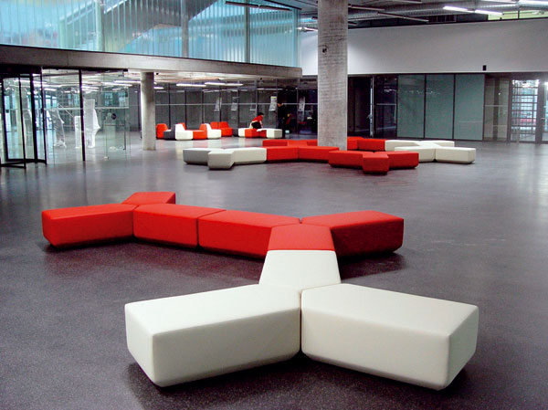 aluminum vase (Foga), 6, 6+1 and 3 system for the furniture of the National Technical Library (mminterier)