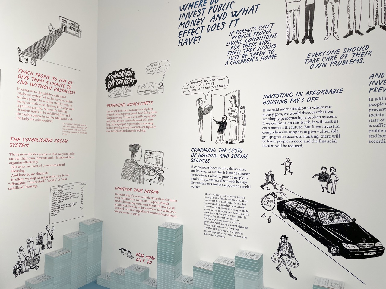 ilustrace k propagačním materiálům a kreslená opona pro inscenaci Má Vlast (Azyl 78), ilustrace pro instalaci Momentum of a Decision na Trienále designu a architektury v Miláně a knihy Ženská práce (Pavel Klusák, Host, spolupráce: Michaela Kukovičová