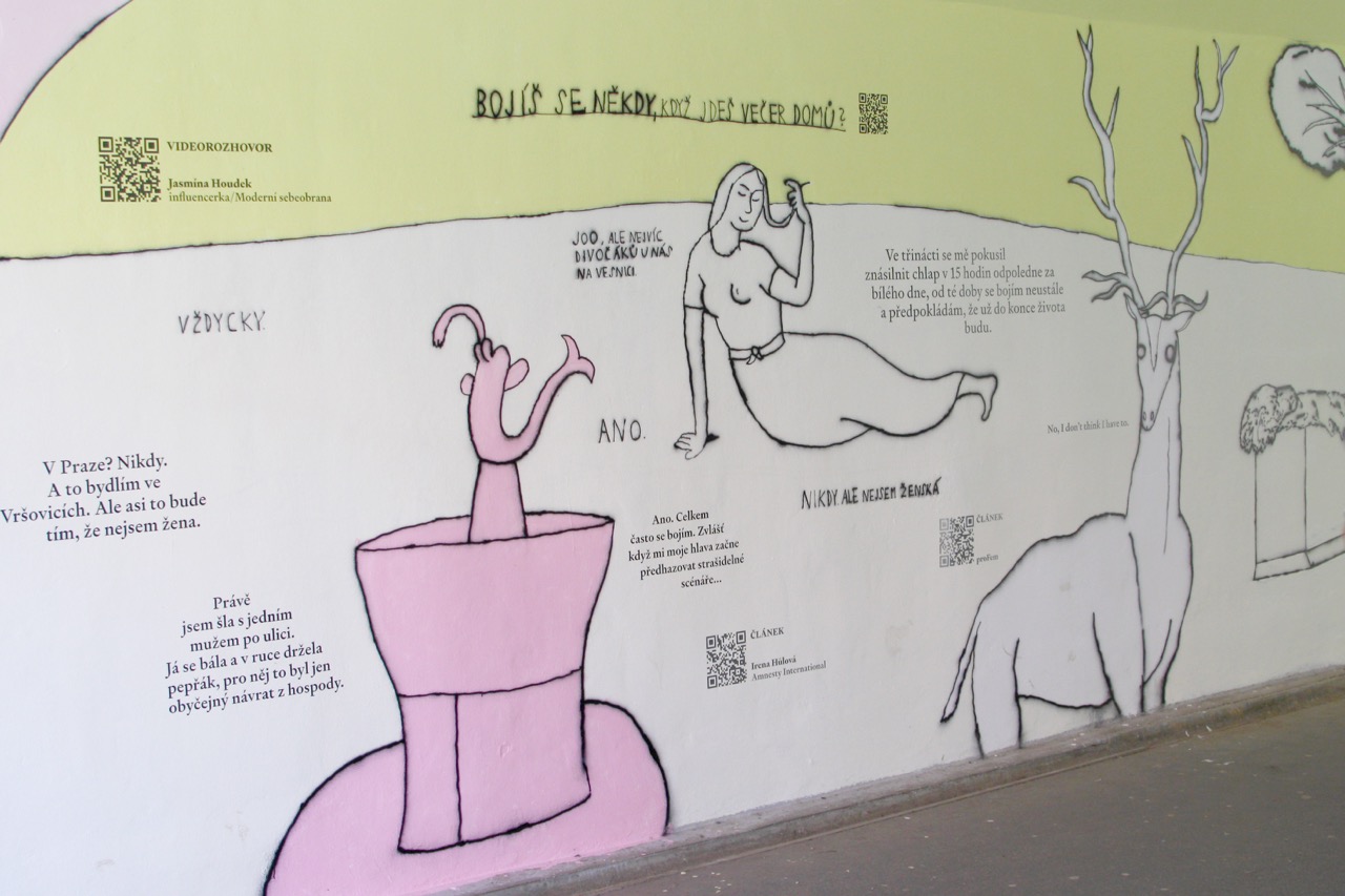murál We Should Have a Talk (PRAHO! project) a ilustrace autorské knihy Dentro Da Tenda (Planeta Tangerina)