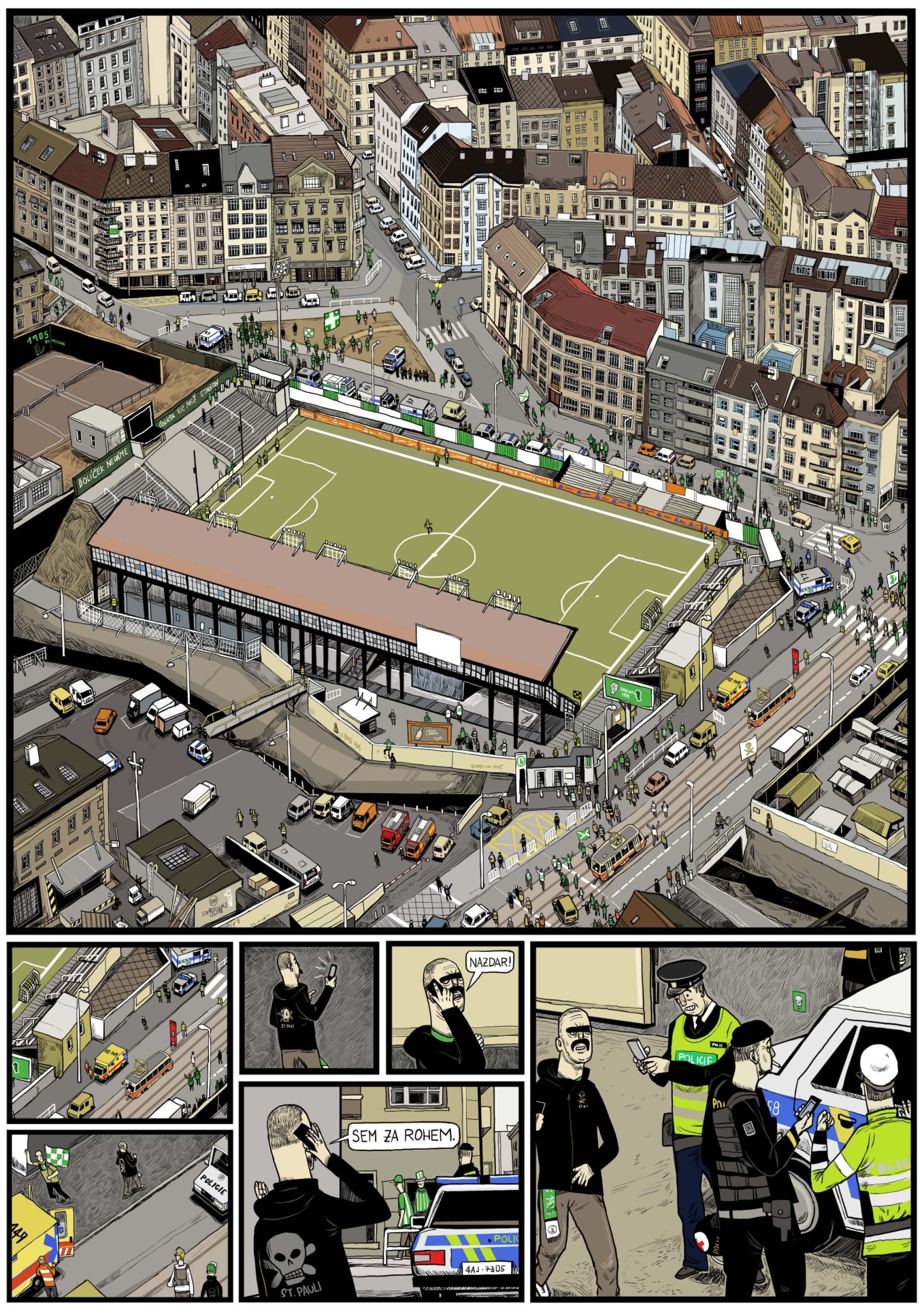 ilustrace autorského komiksu SINGL (Labyrint)