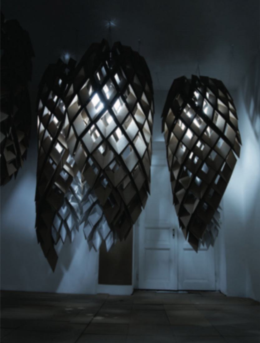 light objects made of recycled cardboard