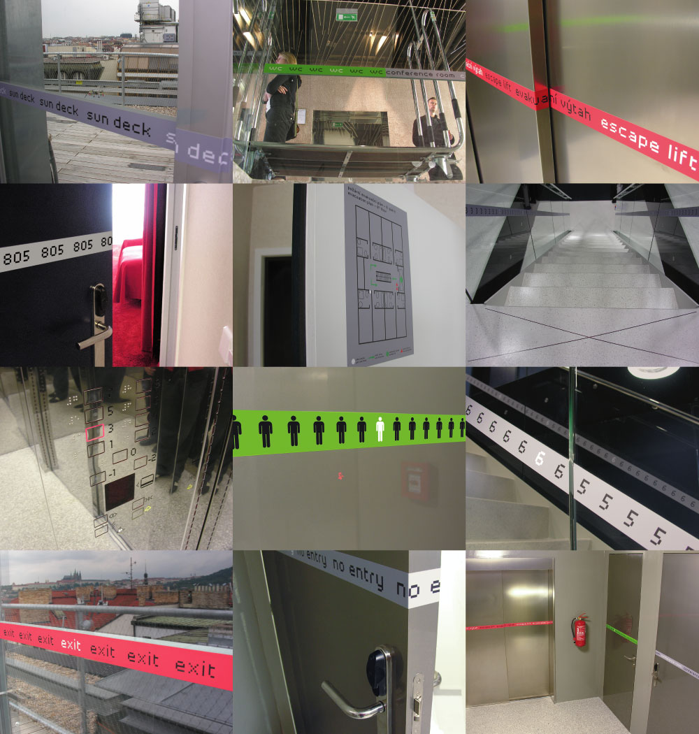 visual style of the Metropol hotel and the National Technical Library, graphic design for catalogs of Kateřina Šedá, Adam Vačkář and the Spisy J. Škvoreckého edition, Work From project