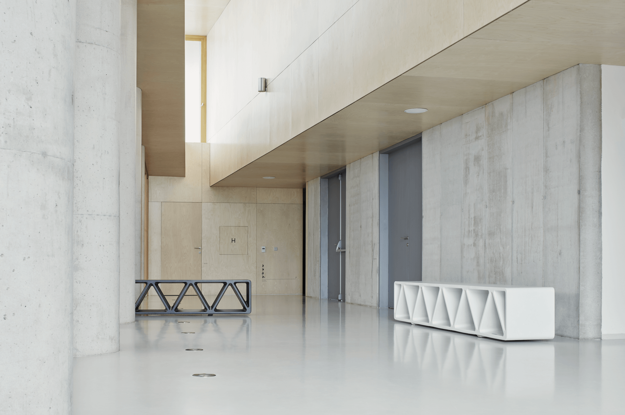 Construqta bench and Minium waste bin (David Karásek) and Swing on! collection of swigns (BOA DESIGN)