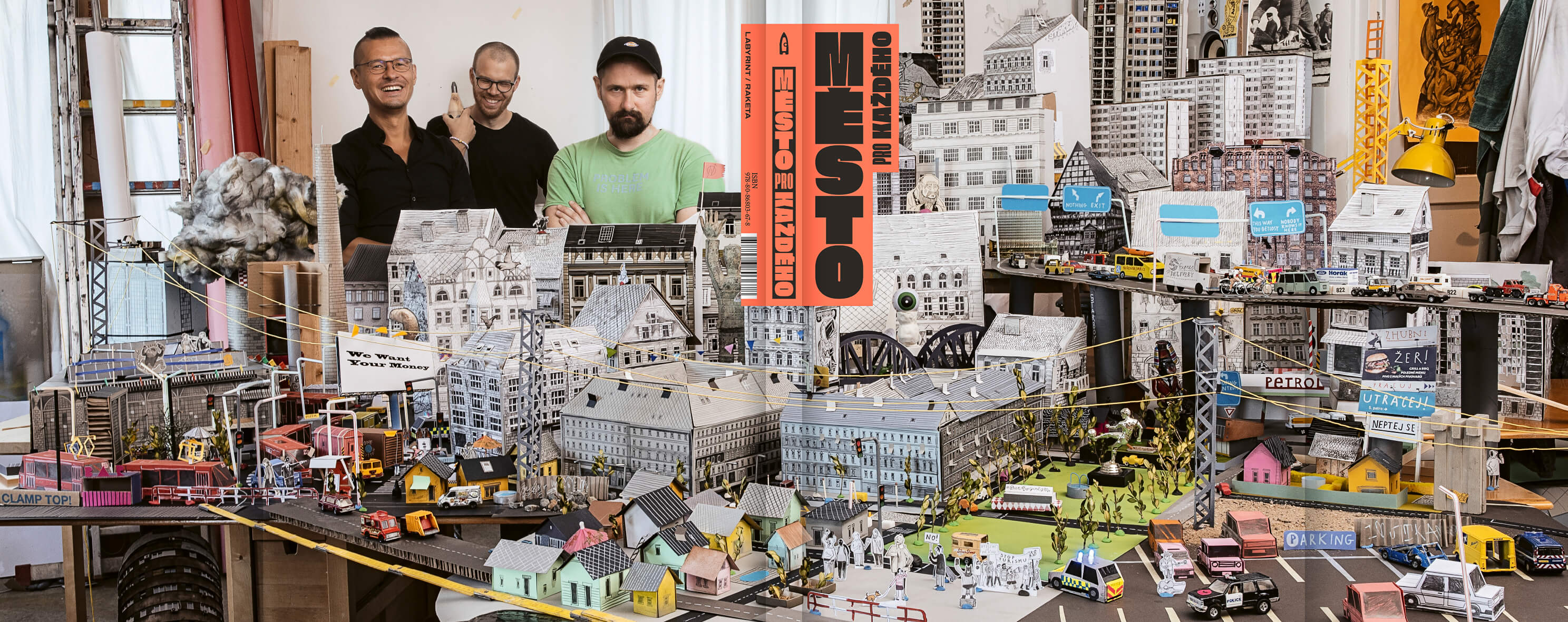 graphic design for the book Město pro každého (Osamu Okamura, David Böhm and Jiří Franta, Labyrint)