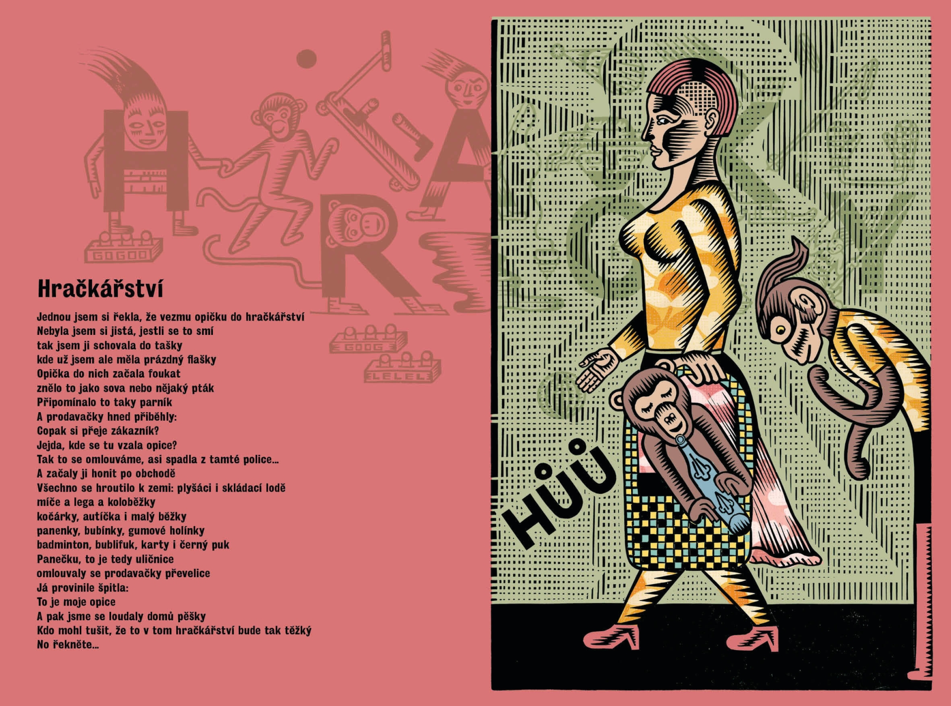 illustrations for the book Rýmovačky opičí (Marka Míková, Baobab)