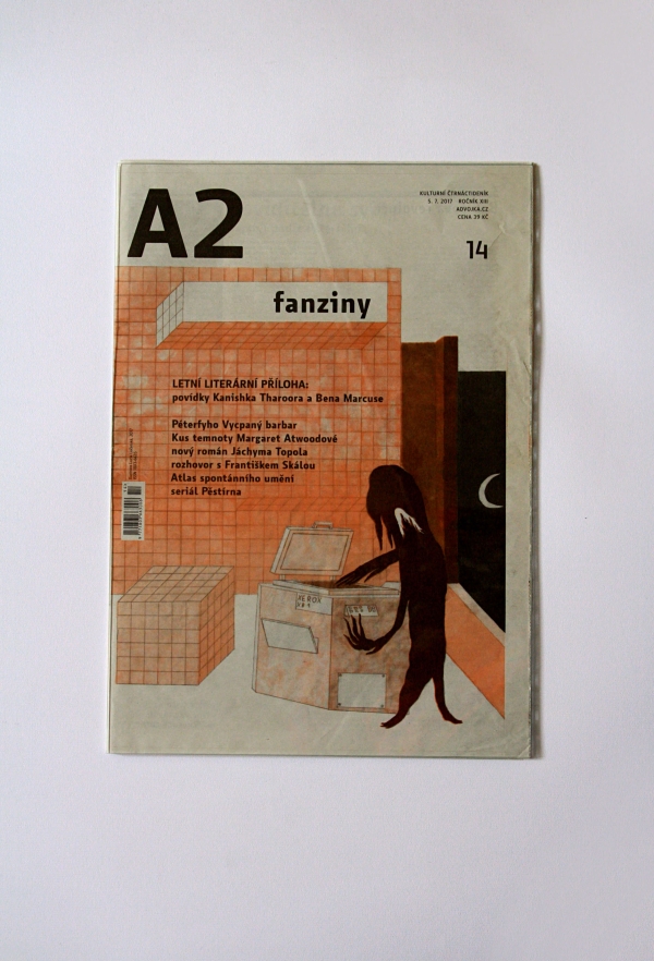 ilustrace autorské knihy Dort a zlo a pro kulturní čtrnáctidenník A2